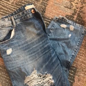 Light wash distressed jeans